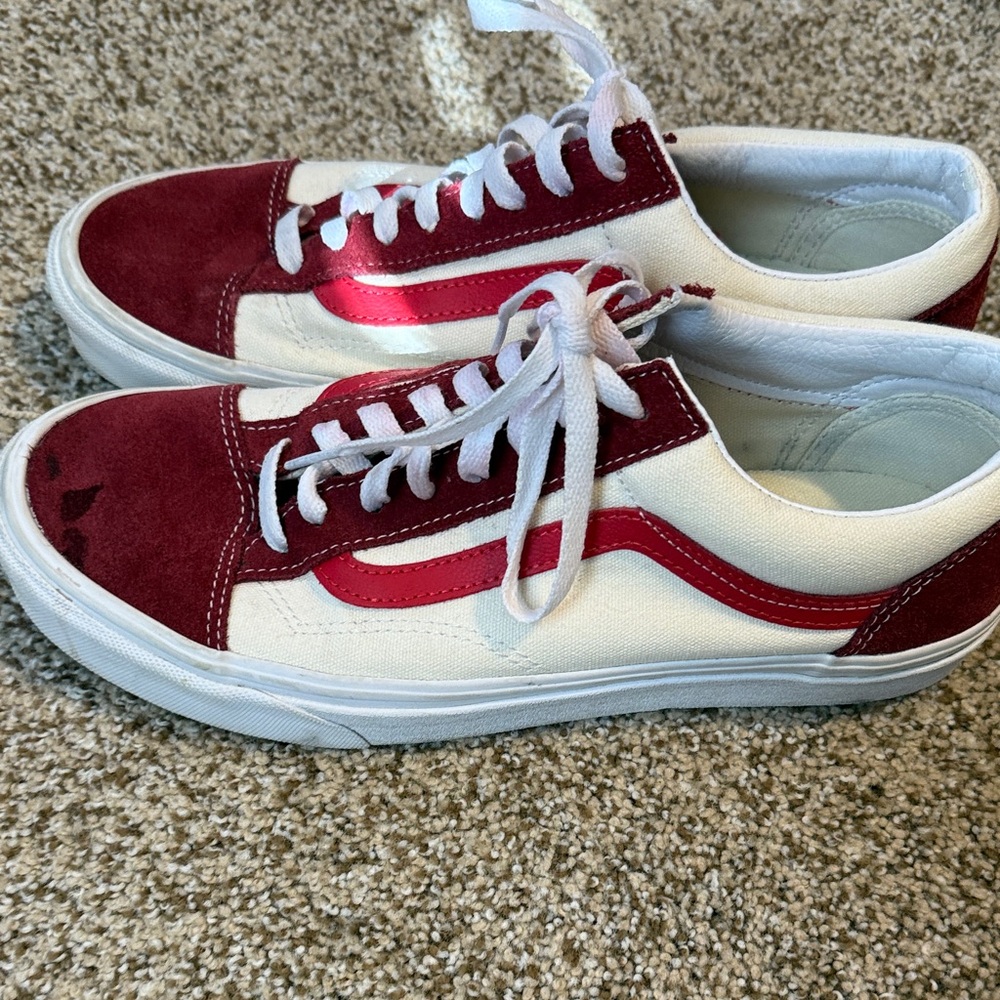 Vans Burgundy and White Sneakers - Picture 5 of 10
